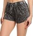 Simplicity Juniors Summer Booty Denim Style Cotton Draw String Shorts Black L