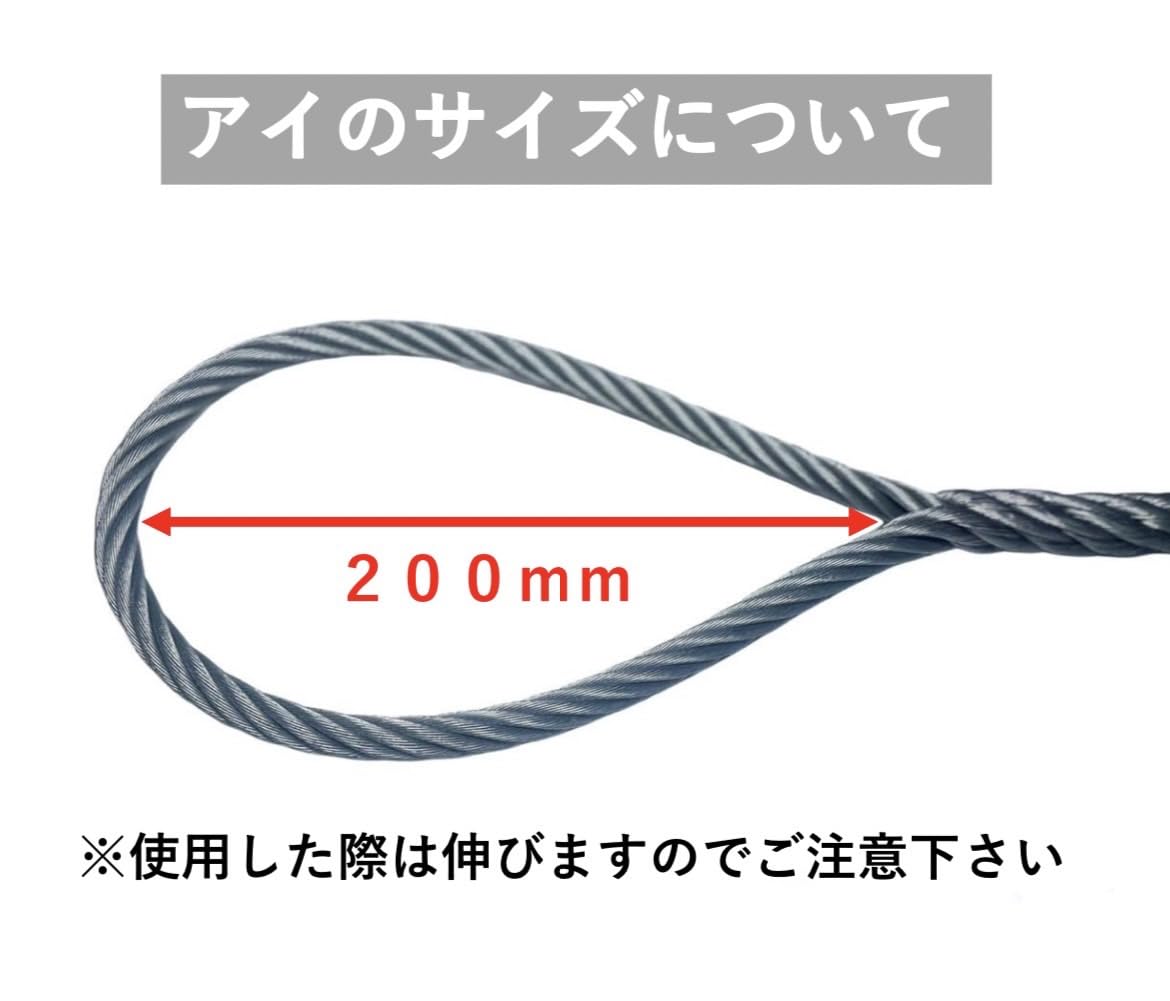 Amazon | フック入 玉掛けワイヤ 台付けワイヤ メッキ ワイヤ径6mm 