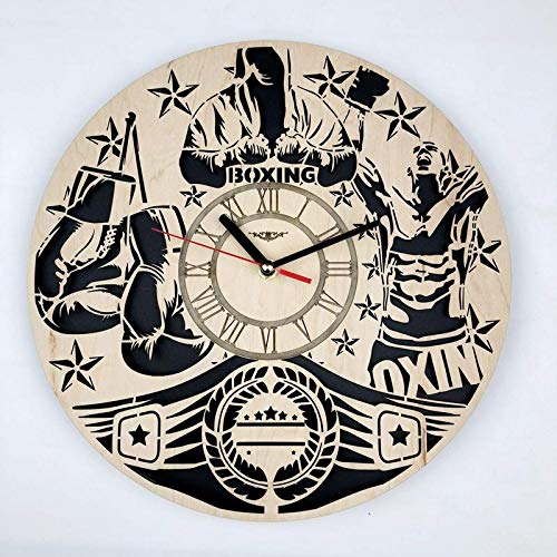 Buy Boxing Wall Clock Eco Friendly Wood - Unique Gifts for Box Fans ...
