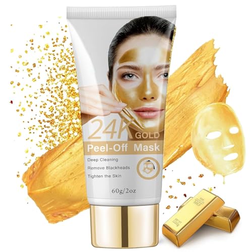 GUOYAOLIFU Blackhead Remover Mask 24K Gold Peel Off Face Mask Blackhead Remover for Oil Skin Deep Cleansing for Face Nose Blackhead Pores For All Skin Types (2 oz)