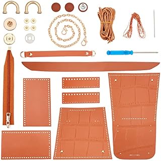 CHGCRAFT 1 Set PU Leather Bag Making Kit DIY Knitting Handmade Bag Stone Textured Bag Set Purse Making Materials with Bag Findings Screwdriver Bag Brown Strap and Chain For Handbag Shoulder Bag, Brown