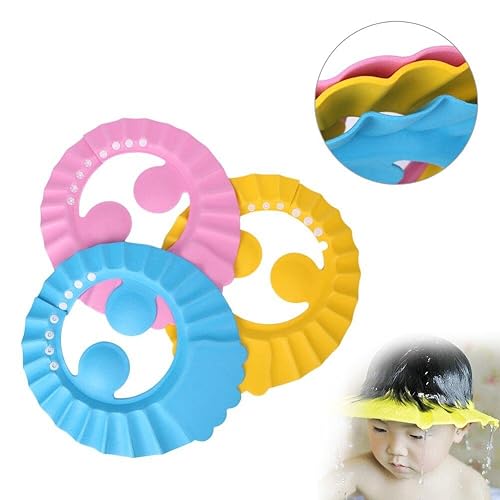 Miniatura 3 de 1 unids Baby Shower Cap, suave ajustable baño lavado pelo escudo para bebé Color Randomiy
