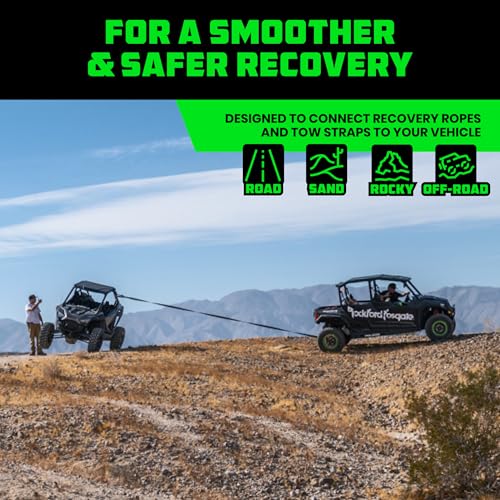 Image of Rhino USA Synthetic Soft Shackle Rope (2-Pack) - 3 /8in, 31,400lb Recovery | 3 /8in x 22in Soft Shackles, 31,400lb Min Break Strength. For Truck, UTV, ATV. Compatible with Jeep, Toyota, Ford. Gray