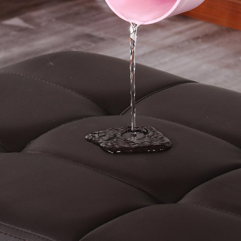 Pouf imbottito con contenitore, lussuoso poggiapiedi imbottito, per soggiorno e camera da letto, in ecopelle, con coperchio incernierato (rosso)