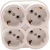 Quad Ground Socket Wall Mounted Multiplexer Plug, White color, 16A 250 Volt,De-Pa