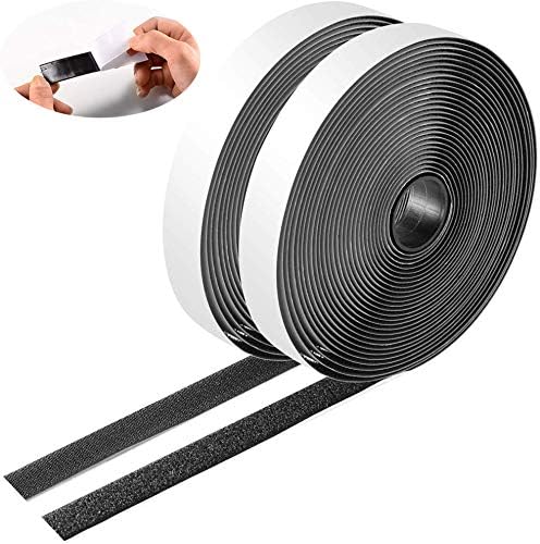 1 Inches Hook and Loop Tape 10.9 Yards (32.8 Feet) Self-Adhesive Strips Sticky Back Fastener, Black
