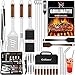Grilliance BBQ Grillbesteck Set 30 Grillzubehör aus Hochwertiger Edelstahl Grillzange Grillspachtel Korkenzieher Grillset mit Grillkoffer und Grillmatte für Männer Geschenk für Garten Camping Braun