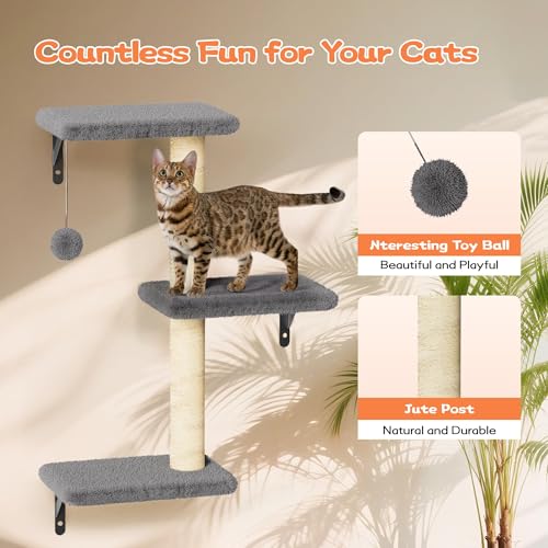 Estantes de pared para gatos 6 en 1 de madera negro miniatura 5