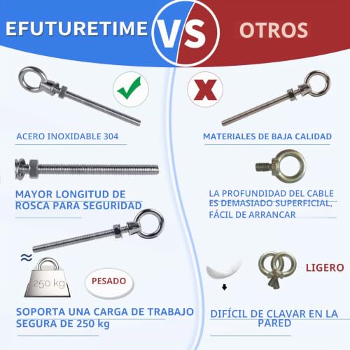 Tornillo de anillo M8 de acero para colgar de forma segura objetos en tu hogar o taller 5