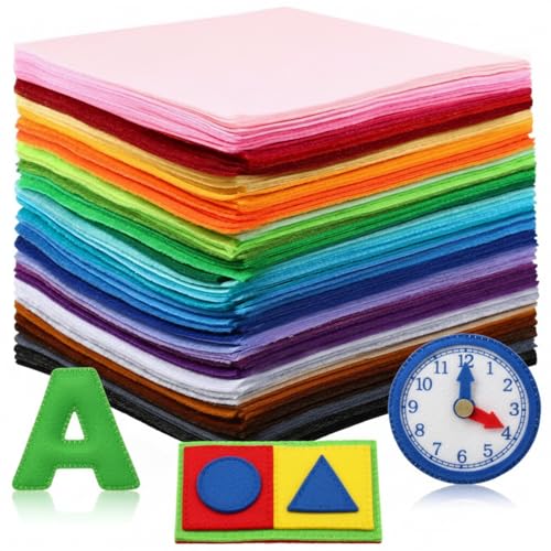 Image of Moukeren 120 Pcs 12 X 12 Inch Felt Sheets, 20 Colors | Stiff Fabric Squares Ideal Craft Sewing, DIY Patchwork Projects, Nonwoven Material, Bulk Supply Holiday and Festival Decor