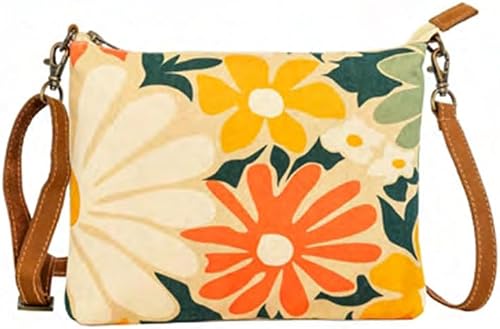 COTT N CURLS Doodle Floral Crossbody Bag for Women - 32.5x10
