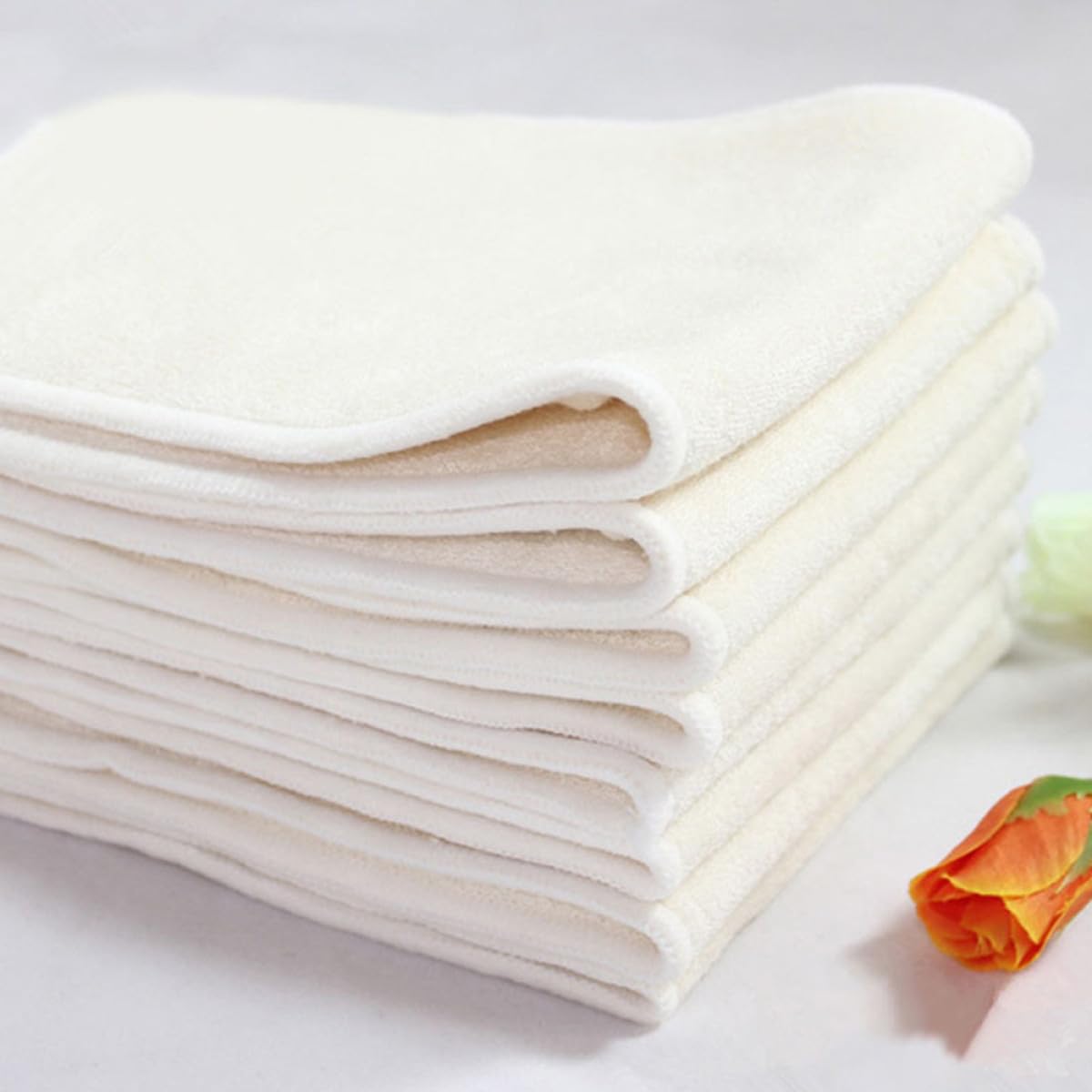 Garneck 6 piezas Unidades de Pañales para Niña de Fibra de Bambú Almohadillas Absorbentes de Diseño Transpirable y Suave para Uso Infantil y Viajes Color Beige