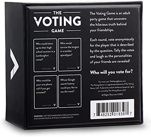 Image of Awestuffs The Voting Game Adult Party Card Game, Black and White, Paper, Find Out Who Your Friends are, 10x10 cm