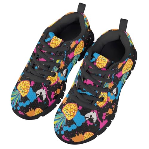 Cartoon Kids Running Shoes for Girls Lightweight Tennis Sneakers Breathable Mesh Lace Up Athletic Sneakers for Little Kid Size11-13/ Big Kids Size1-52