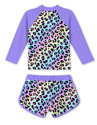Image of TUONROAD Girls 2 Pieces Rash Guard Swimsuit Long Sleeve Tankini for 4-10 Years
