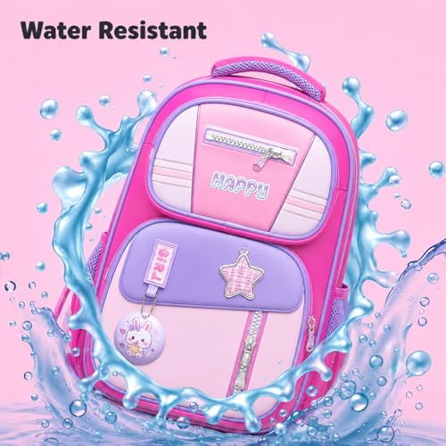 Image of School Bag for Kids Boys & Girls 5-10 Years - Cute Cartoon Dinosaur Backpack Large Capacity Waterproof School Bag with Bottle Pocket Multi-Compartment Lightweight Bag for Nursery & Primary