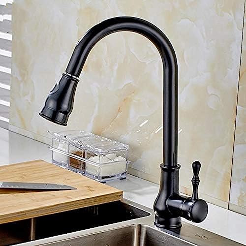 Robinet de cuisine haut de gamme YRYRYW mitigeur noir moderne avec douchette à main