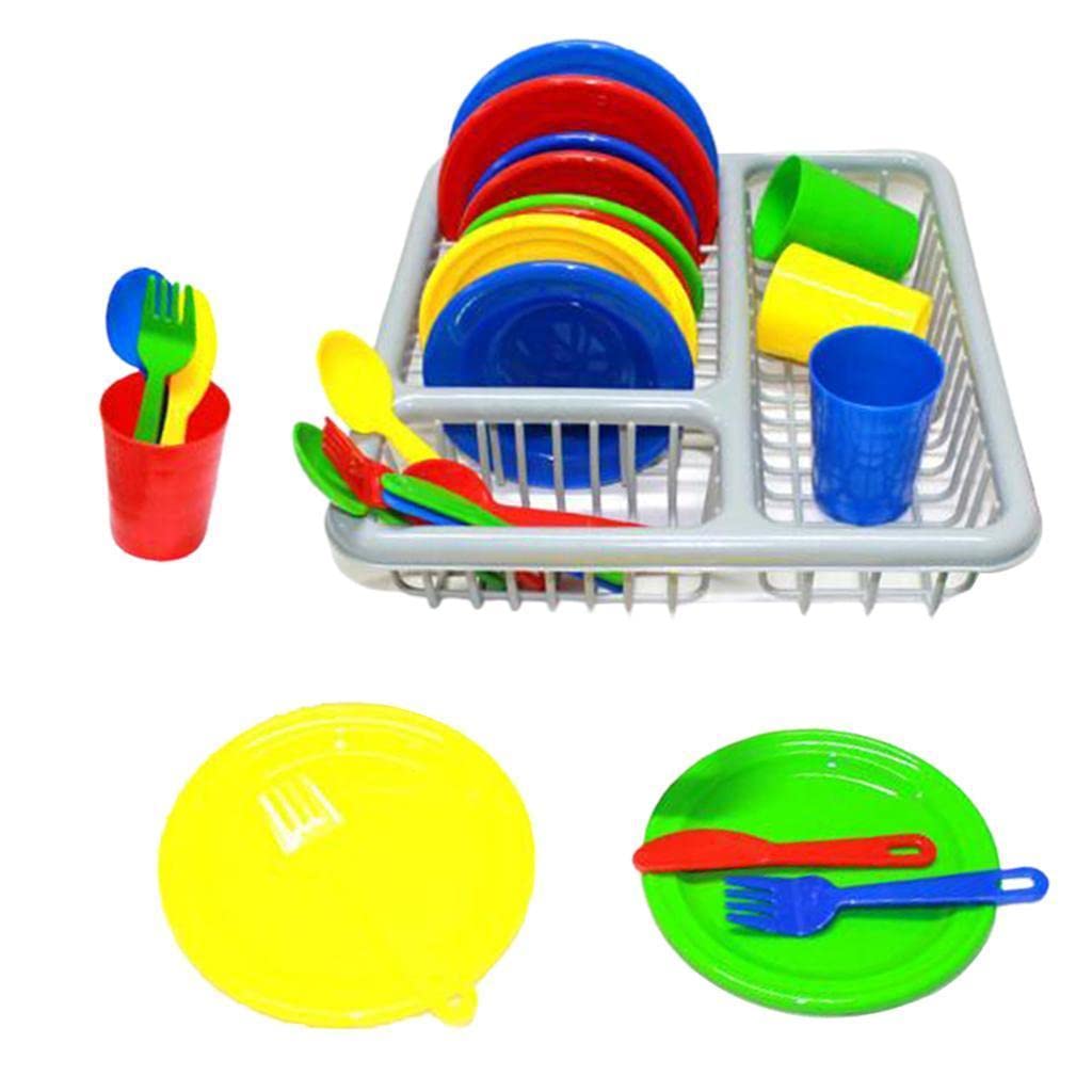 Juguete Cocina Infantil Set Accesorios Alimentos Utensilios Plástico Seguro Apto para Desarrollo Motricidad Fina Aprendizaje TEM, 50x50x16cm