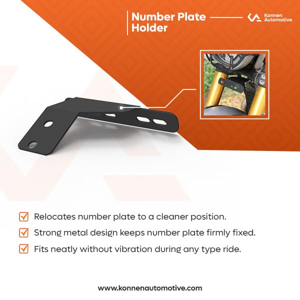 Image of Number Plate Clamp | Number Plate Relocation Clamp Compatible with Triumph Speed 400 | Scrambler 400X | Scrambler 400XC (Black, Pack of 1) (Head Light)