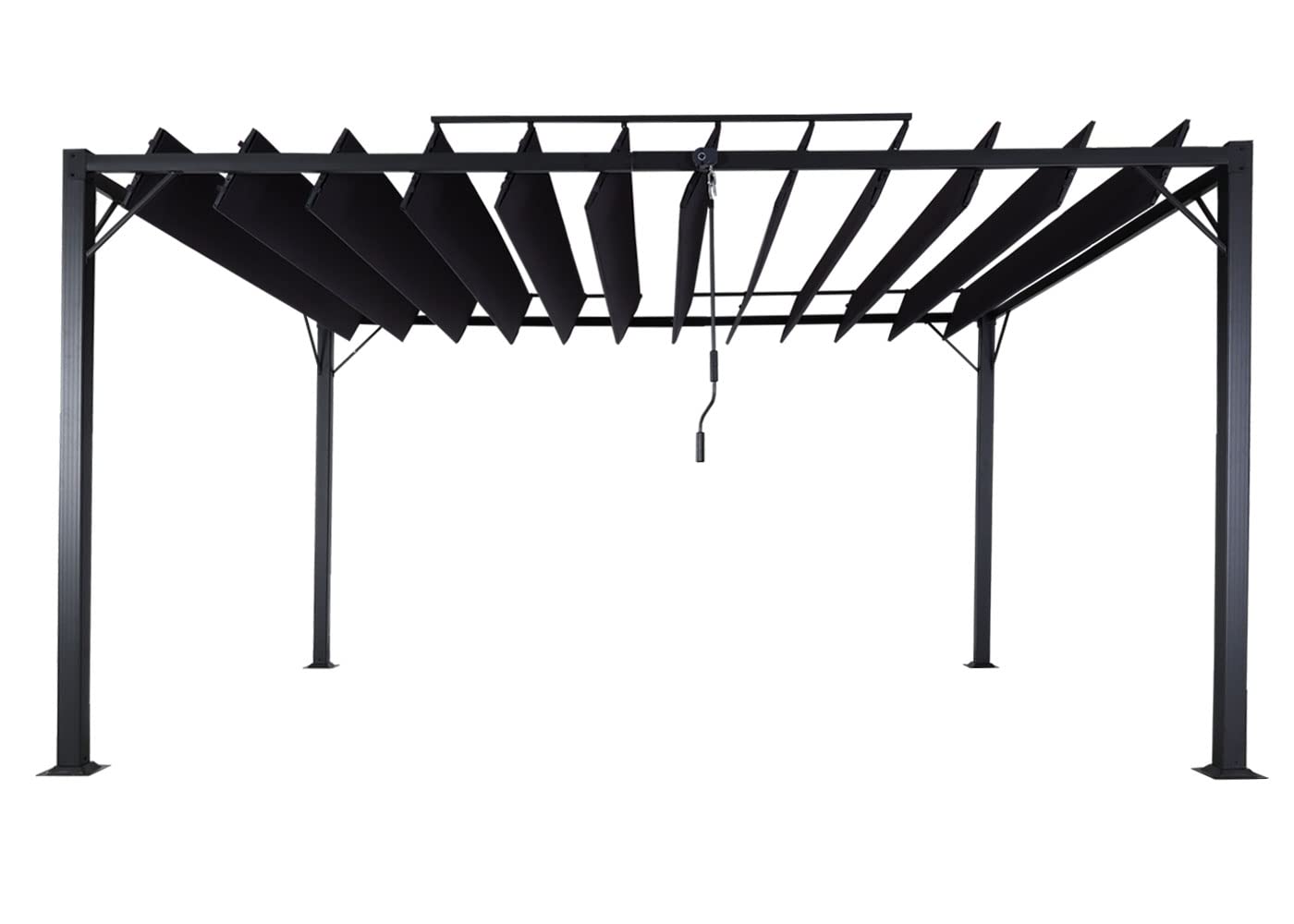 Pergola HWC-L40, pawilon ogrodowy, zadaszenie tarasu, 8 cm, aluminiowa rama, materiał/tkanina, 3 x 4 m, antracyt