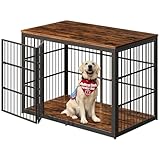 Lyromix 54" Dog Crate Furniture with Foldable Door, XXL Dog Crates for Large Dogs, Wooden Decorative Dog Cage Kennel Indoor End Table, Rustic Brown