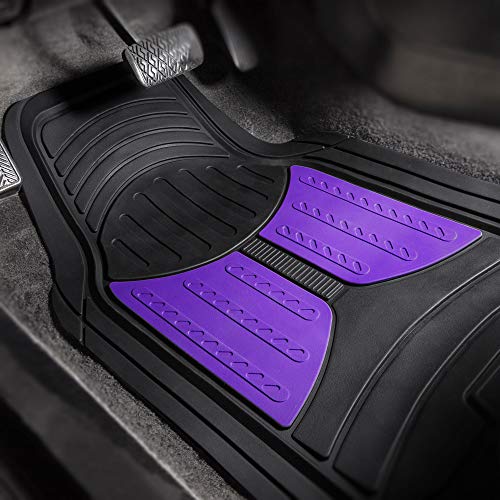 Image of FH Group Monster Eye Full Set Rubber Floor Mats w. Trimmable Vinyl Trunk Liner /Cargo Mat Black- Fit Most Car, Truck, SUV, or Van (Purple /Black) F11313- F16403