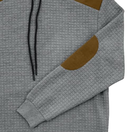 Ymosrh Men's Casual Hoodies, Long Sleeve Athletic Workout Gym Hooded Sweatshirts Plaid Jacquard Hoodie Pullover, S-3XL4