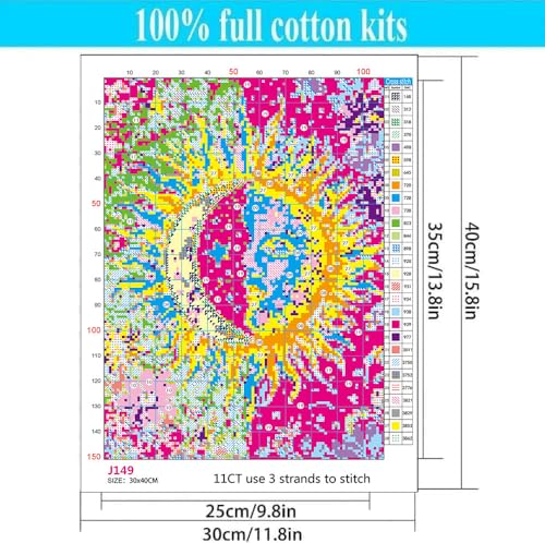 Image of WUSARPLY Sun and Moon Stamped Cross Stitch Kits for Beginners Adults