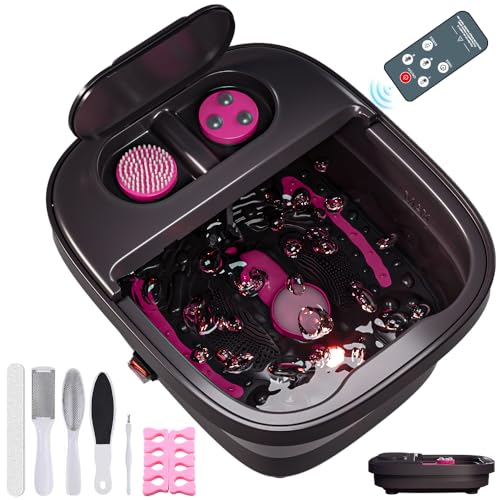 Aqvesane Collapsible Foot Bath, Foot Spa Bath Massager with Heat, Bubble, Remote Control,...