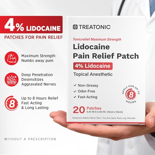 Image of Treatonic Lidocaine Numbing Cream & Patches Set: 5% Lidocaine Cream (2.1oz) + 4% Patches (20PCS) - Maximum Strength Topical Anesthetic for Pain Relief, Itching, Burning, Soreness, Hemorrhoid