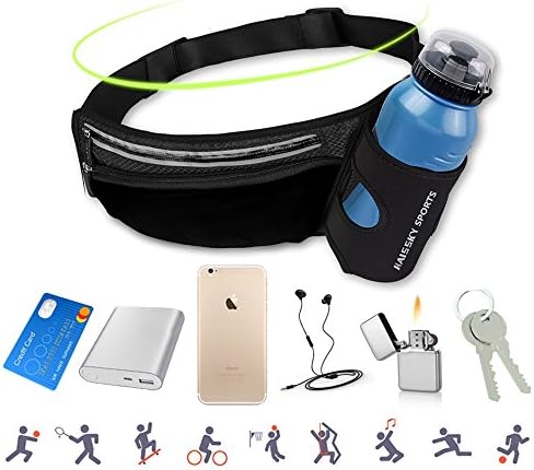 AFFLEXY Fanny Pack with Water Bottle Holder, Running Waist Bag Hiking Waist Pack Multifunctional Sports Waist Bag for Running, Hiking, Climbing, Riding and Walking, etc