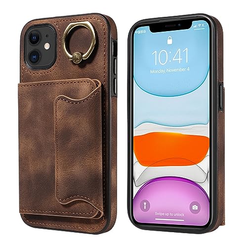 Moda telefono Custodia a portafoglio pelle compatibile con iPhone 11 da 6.1 pollici con porta carte supporto girevole a 360° chiusura magnetica doppia PU antiurto. Protezione del telef