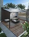 GarveeLife 10'x 14' Gazebo for Patio, Pergola with Sloped Roof, Wall Mounted Gazebo, Aluminum Frame Pergola, Outdoor Patio Awnings for Deck, Porch, Lawn, Backyard