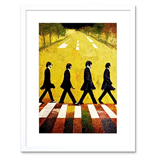 Doppelganger33 LTD Abbey Road Abstract Stylised Beatles Boho Landscape Red and Ochre Artwork Framed Wall Art Print 9X7… - Les Beatles, Paul McCartney, John Lennon, RIngo Starr, George Harrison Doppelganger33 LTD Abbey Road Abstract Stylised Beatles Boho Landscape Red and Ochre Artwork Framed Wall Art Print 9X7…