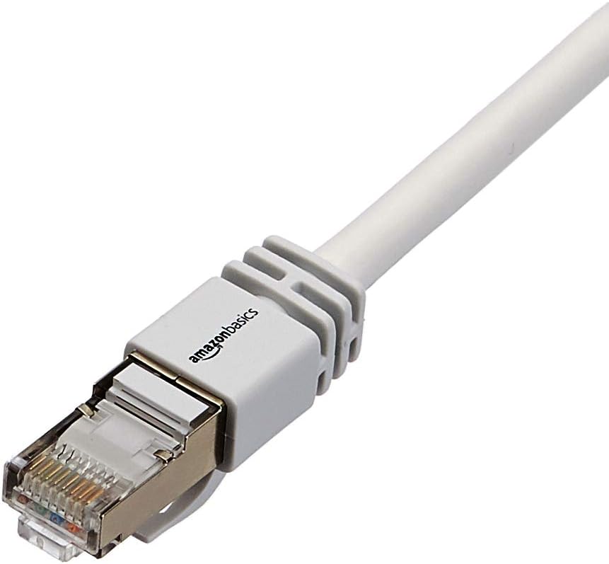 AmazonBasics Cat 7 High-Speed Gigabit Ethernet Patch Internet Cable, 10Gbps, 600MHz - White, 1 Foot (0.3M), 5-Pack
