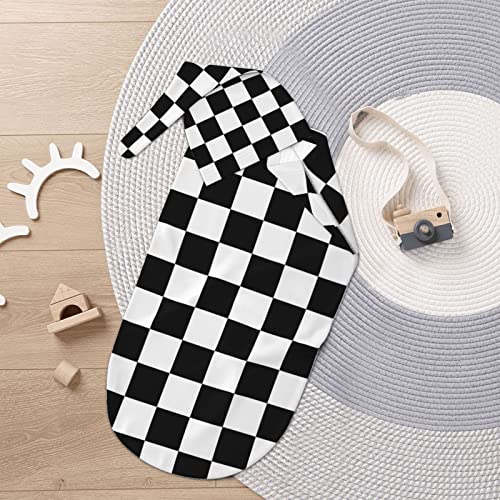 Ykklima Black White Race Checkered Flag Pattern Baby Newborn 100% Cotton Swaddle Blanket With Beanie Hat Set Cotton Receiving Blankets Sleep Sack For Girls Boys Infant Gifts #TOP1