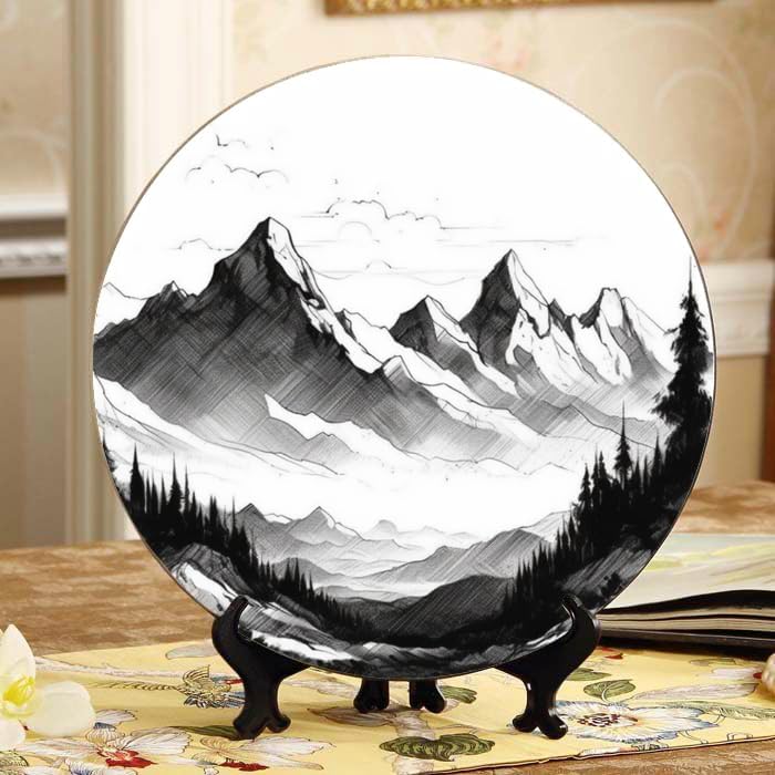 Autumn Leaves 10-inch Ceramic Plate for Wall Display or Tabletop, with Stand & Hook DP-280997983