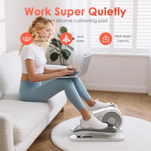 Under-Desk Elliptical Machine – Compact, Quiet Mini Pedal Exerciser with Adjustable Speed & LED Display, Portable Fitness Equipment for Home or Office Workouts
