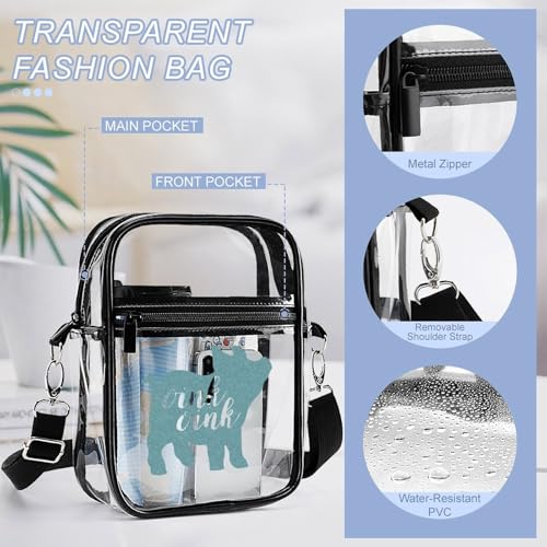 Oink Clear Crossbody Bag Stadium Bag Adjustable Side Shoulder Bags Messenger Bag with 2 Compartments4