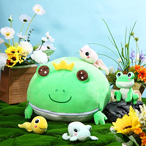 Pangda Frog Plush Frog Stuffed Animal for Kids 14 Inches Frog Toy Pillow with 4 Plush Frog Babies Toy Gift for Kid, Boys Girls Birthday Favor Christmas Decor - Image 6