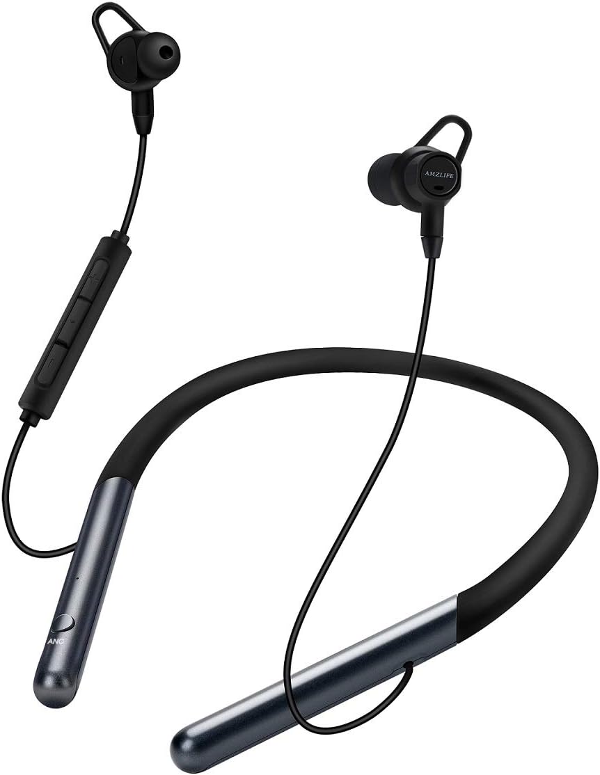Active Noise Cancelling Earbuds Bluetooth Neckband Headphones, with Mic and Magnetic Wired Earbuds in Ear18H Playing, Sweatproof Deep Bass for Travel,Running,Cycling,Work