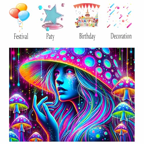 Image of Nuxovilar Mushroom Girl Wall Tapestry Polyester 78.74x59.05 In