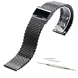 18mm Mesh Stainless Steel Replacement Watch Band For Withings Activité, Activité Pop, Activité Steel, Activité Sapphire, Steel HR 36mm case with an 18mm strap (2016) (Black)