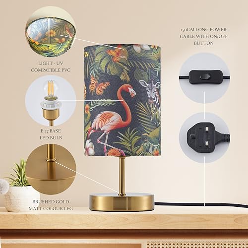 Onara Table Lamp for Bedroom, Living Room, and Office – Home Decor Lamp with Designer Lampshade – Desk Lamp for Shelves, Sideboards, and Bedside Tables – E27 Base LED Bulb Included (Jungle Green) - Image 3