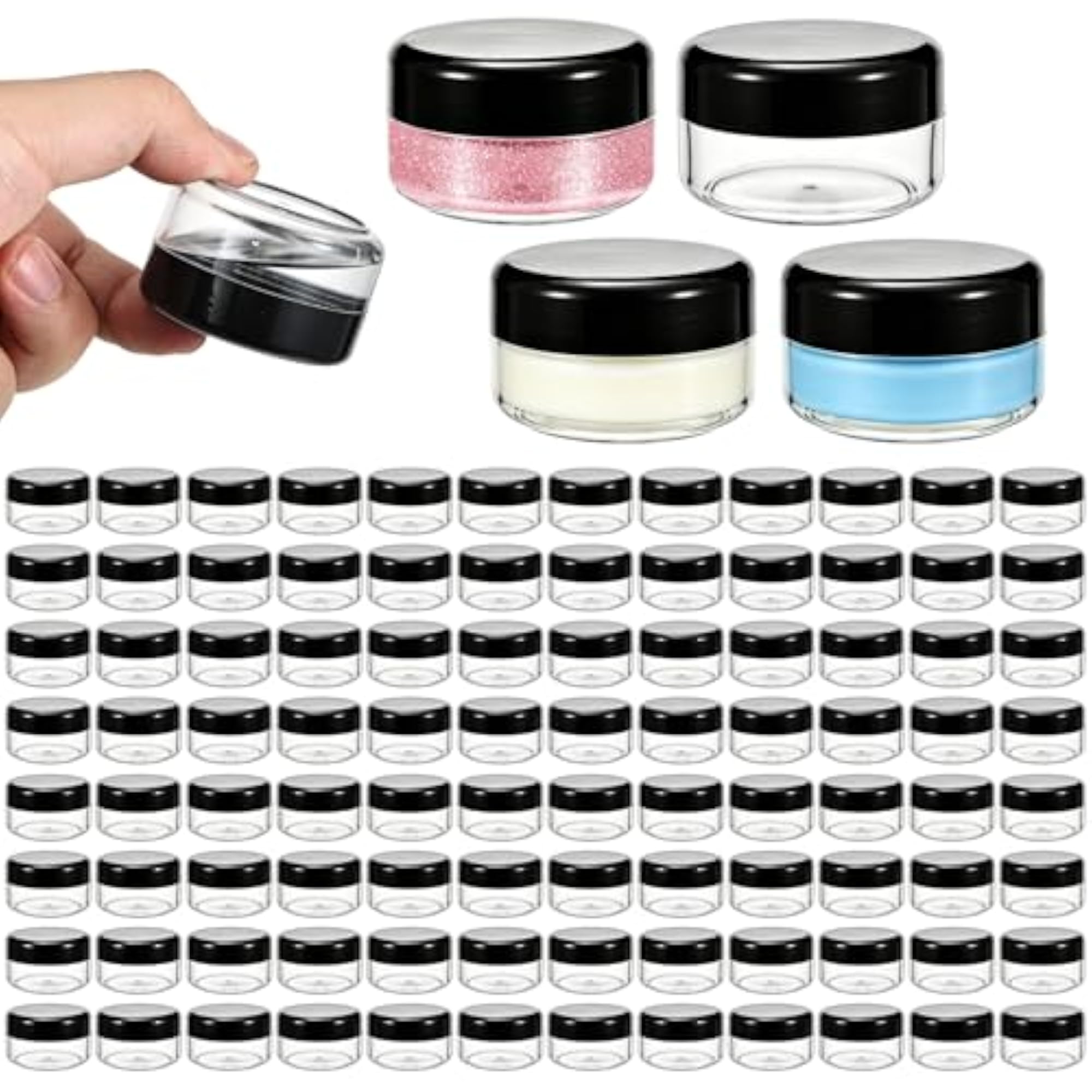 100 Pack 1Oz Plastic Container Jars with Lids