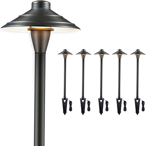 Miniatura 7 de Gardenreet Luces de camino de bajo voltaje de latón luces LED de camino de paisaje para exteriores de 12 V sombrero para pasarela entrada jardín