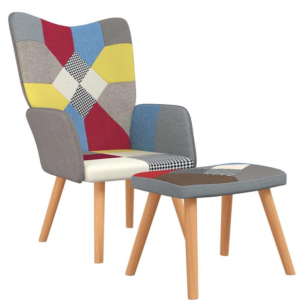 Genérico Silla de relajación con reposapiés Tela Patchwork,Mobiliario,Sillas,Sillones,328184