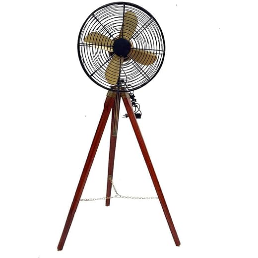 ALC AMICAL LASER CUT Antique Electric Floor Fan with Woode