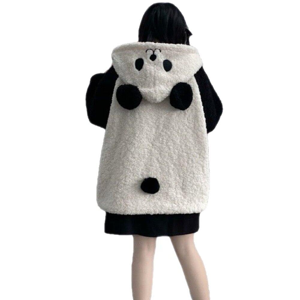 Sweat à capuche oreilles de panda pour femme et fille, veste à manches longues en peluche