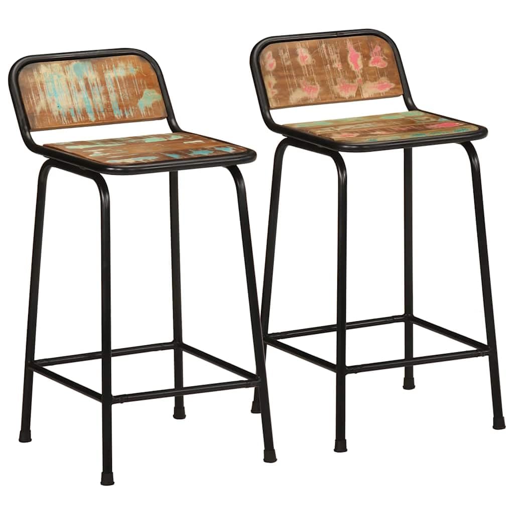 Tabourets de bar en bois massif et métal 80 cm lot de 2